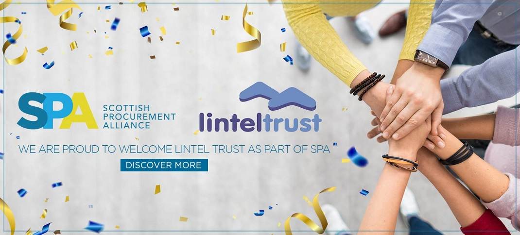 welcome to spa banner with Lintel Trust logo